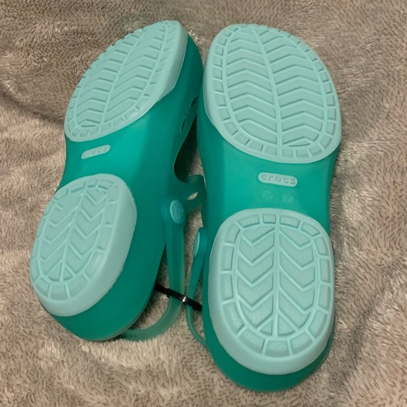RARE NWOT Crocs 202455 Carli Cutout Jelly SlipOn Shoes Mint Blue Women's Size 7 - Picture 4 of 5